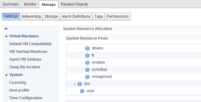 vMotion system Resource Pool