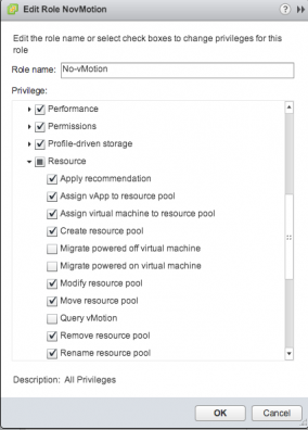 Edit role No-vMotion